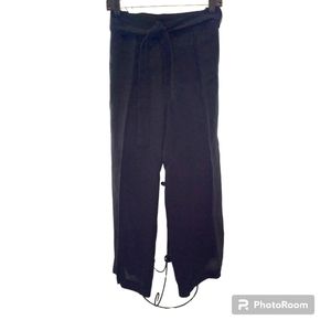 100% Linen Wide Leg Black Pants